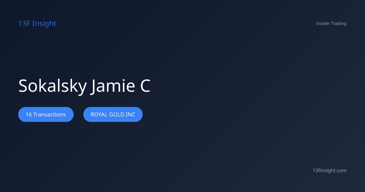 Sokalsky Jamie C Insider Trading Activity - 13F Insight - 13F Insight