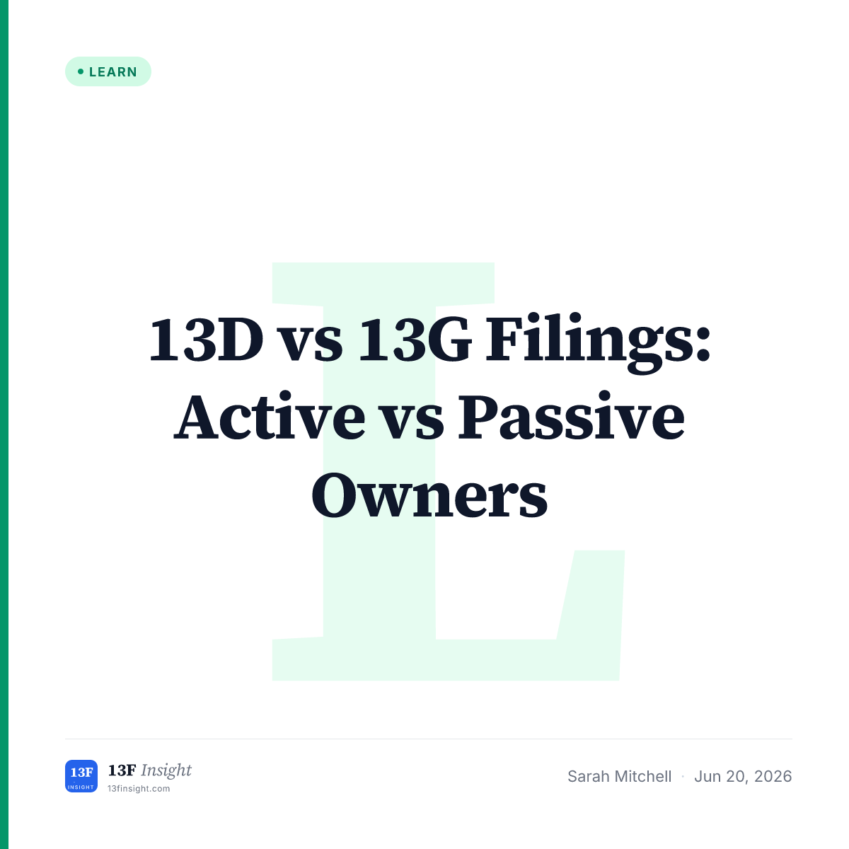13D vs 13G Filings Explained | 13F Insight