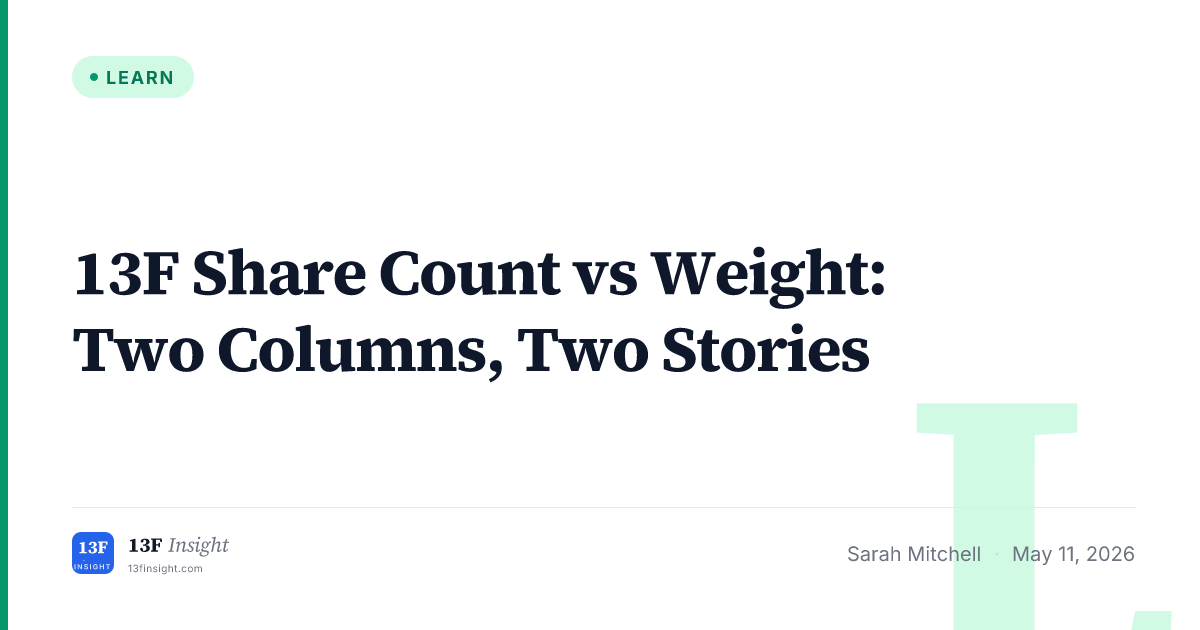 13F Share Count vs Weight: Reading Both | 13F Insight