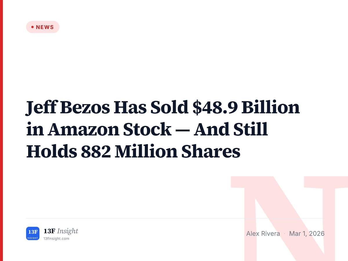 Jeff Bezos Has Sold $48.9B in AMZN Stock — Career Insider Sales | 13F ...