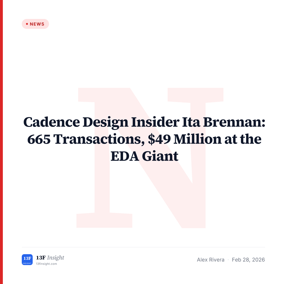 Cadence Design: Insider Sells $49M Across 665 Transactions