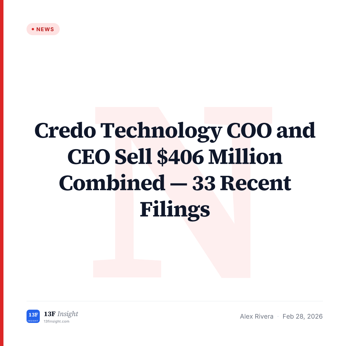 Credo Technology: COO Sells $294M, CEO $113M — $406M Combined AI Chip Sales
