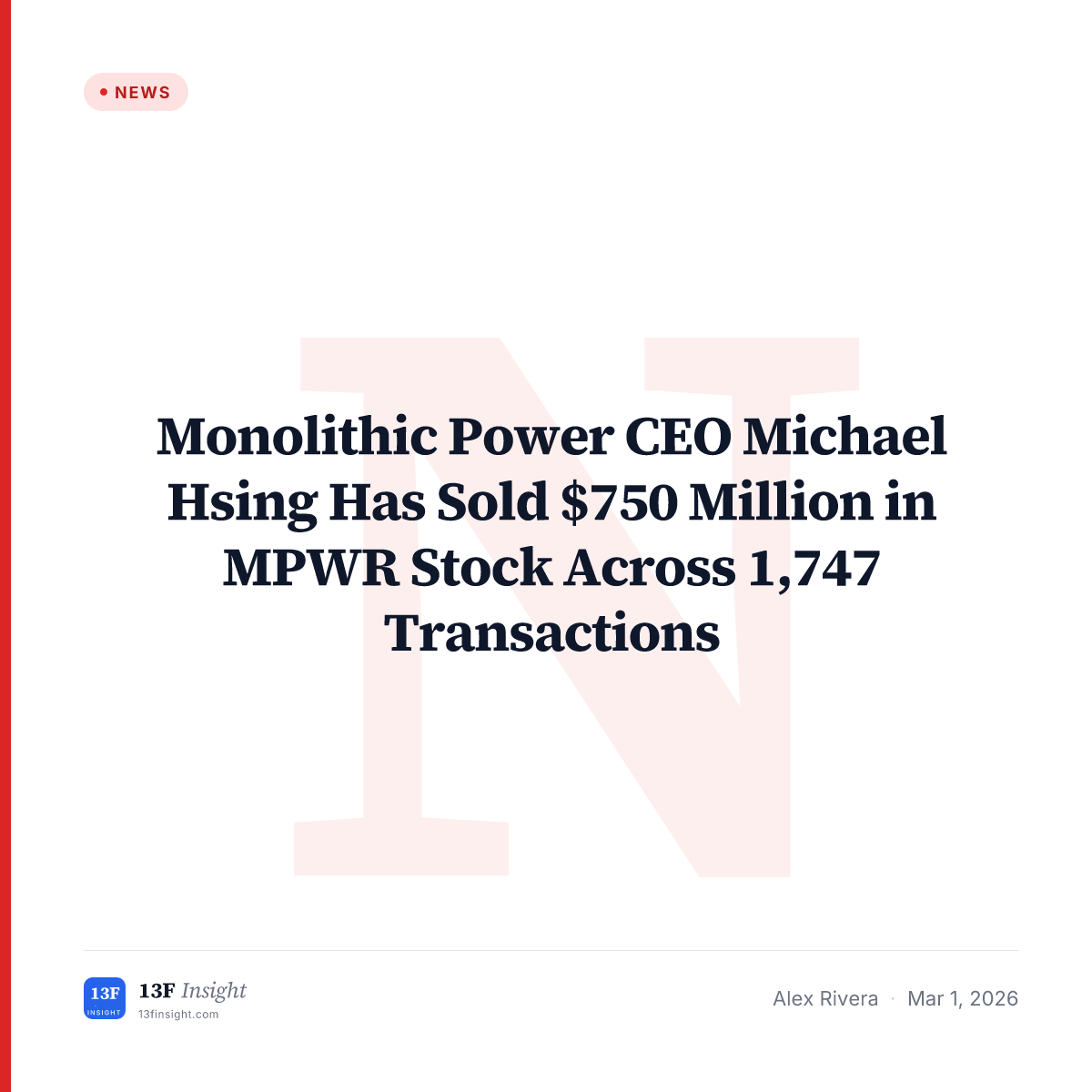 Monolithic Power CEO Michael Hsing Sold $750M in MPWR Stock | 13F Insight