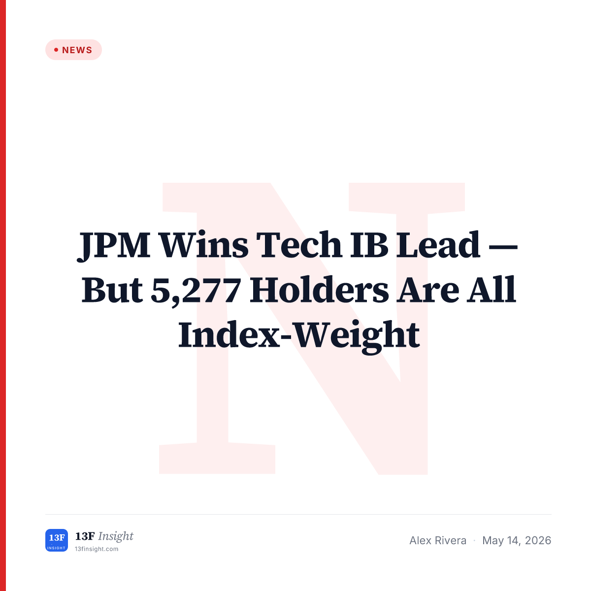 JPM Leads Tech IB: Holder Book Reads Consensus | 13F Insight
