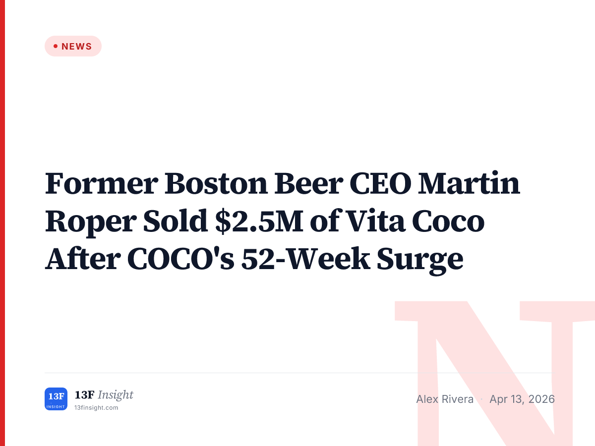 Martin Roper Sold $2.5M of Vita Coco (COCO) Stock After 52-Week Surge ...