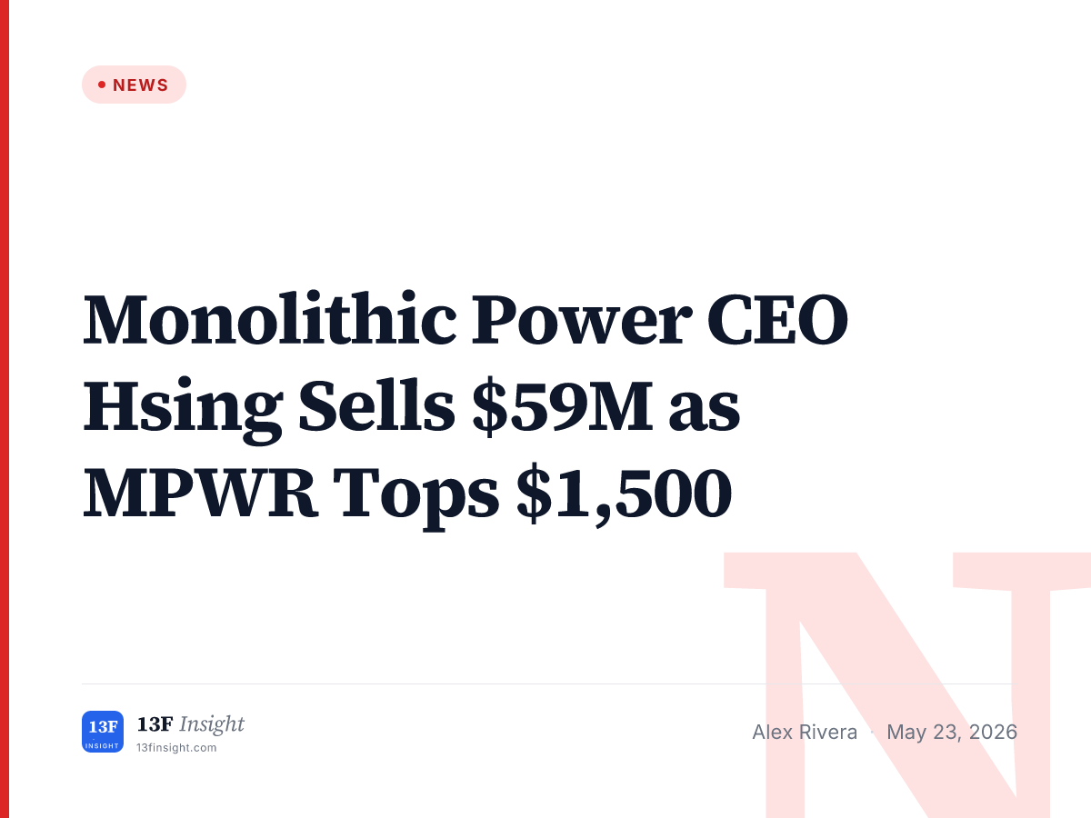 Michael Hsing Sells $59M of Monolithic Power MPWR | 13F Insight