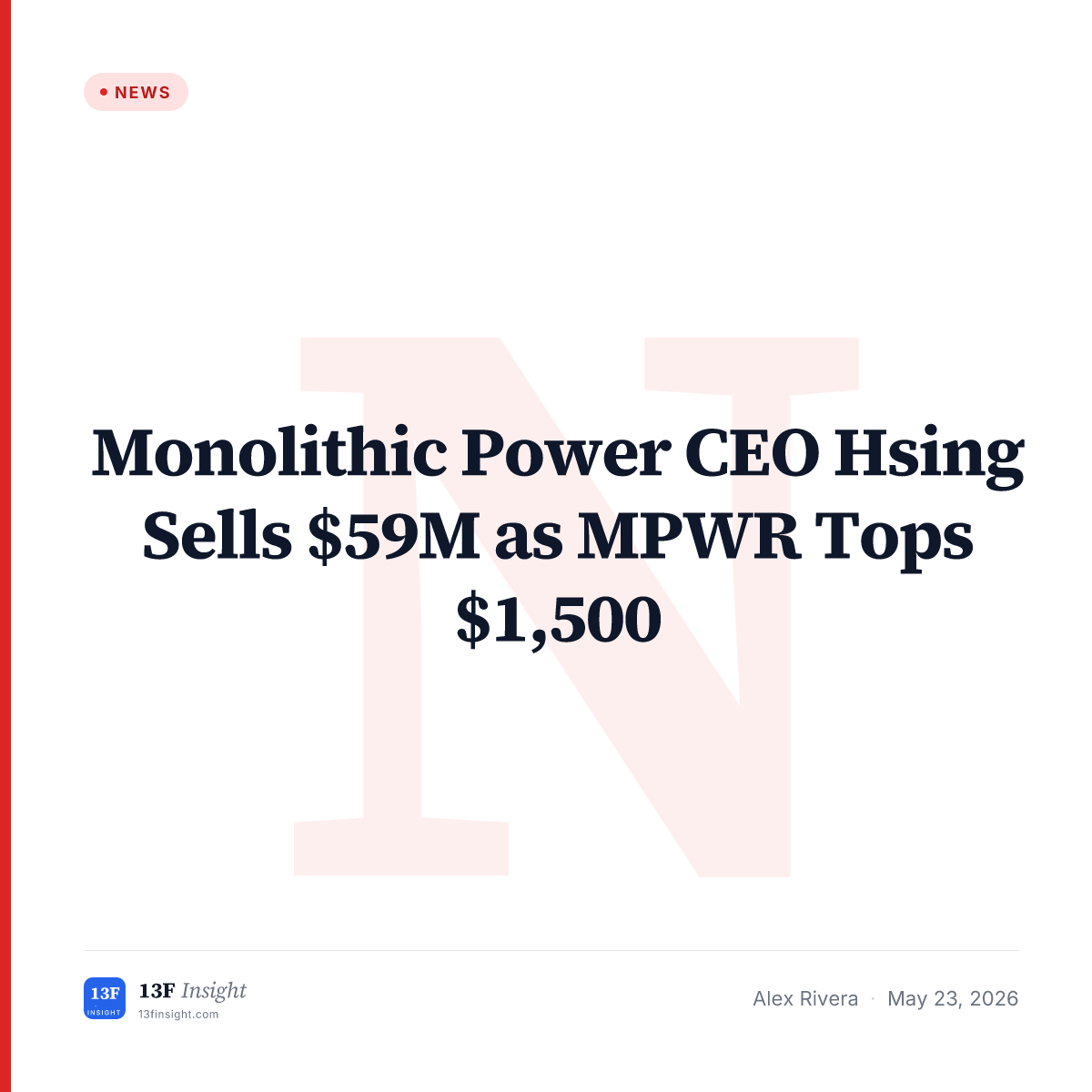 Michael Hsing Sells $59M of Monolithic Power MPWR | 13F Insight