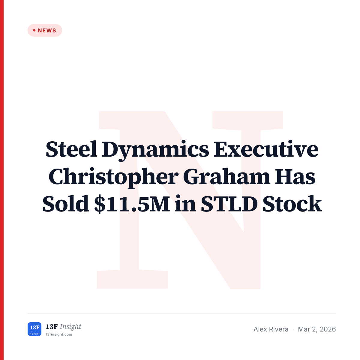 Steel Dynamics Graham Sells $11.5M in STLD Stock | 13F Insight