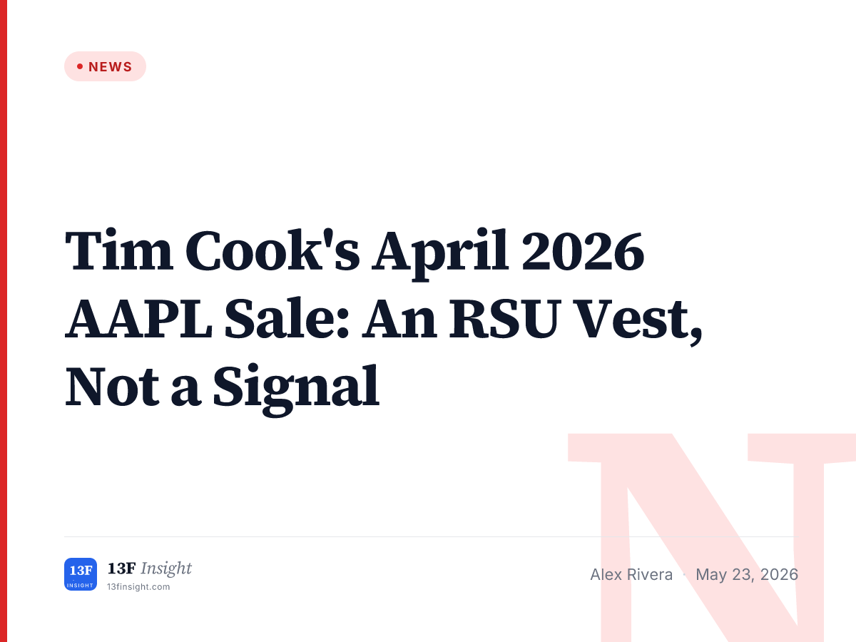 Tim Cook Sells $16.5M of Apple AAPL Stock | 13F Insight