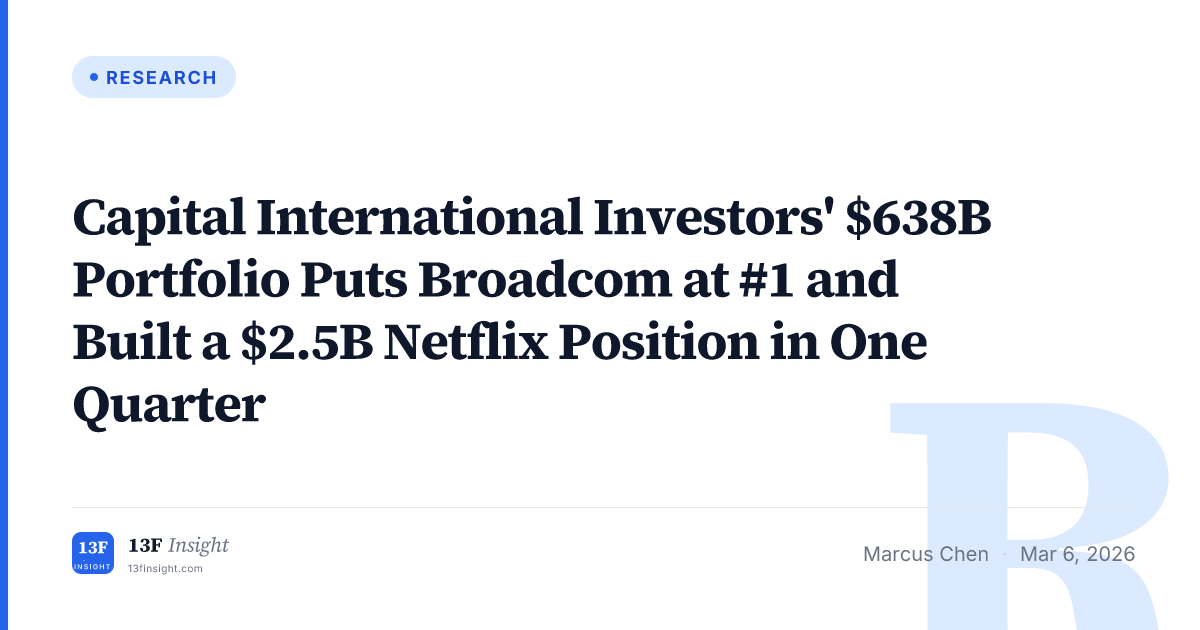 Capital International Investors Q4 2025: Broadcom #1, Netflix +710% ...