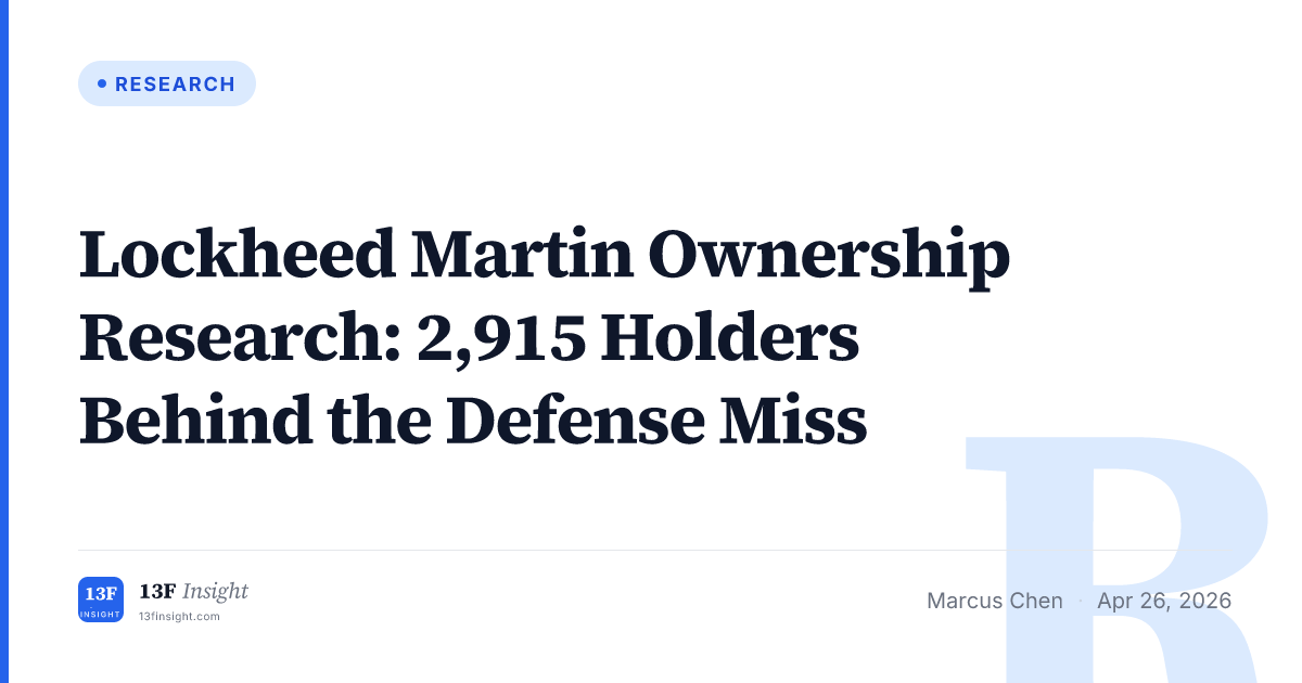 Lockheed Martin Ownership Research: 2,915 Holders Behind the Defense ...
