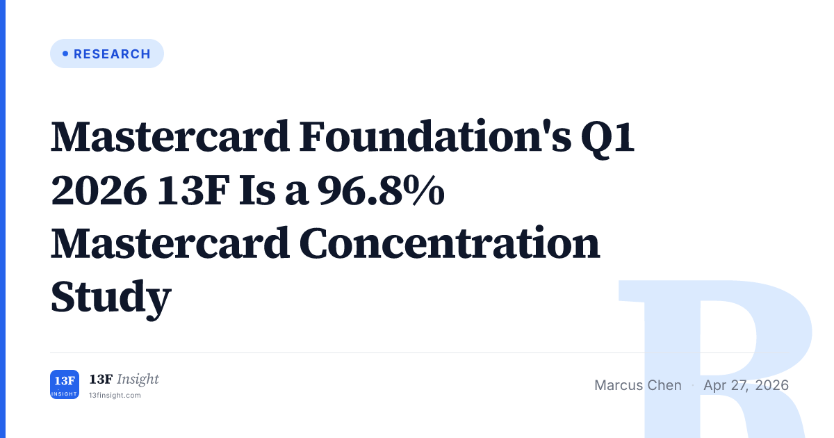 Mastercard Foundation's Q1 2026 13F Is a 96.8% Mastercard Concentration ...