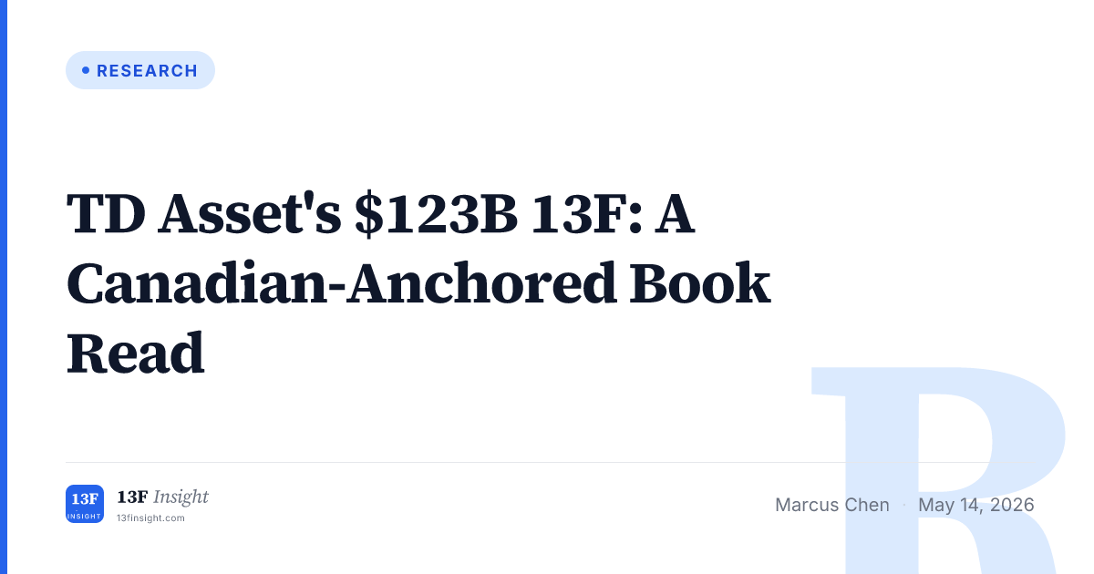 TD Asset Management 2026Q1 13F: $123B Canadian Book | 13F Insight