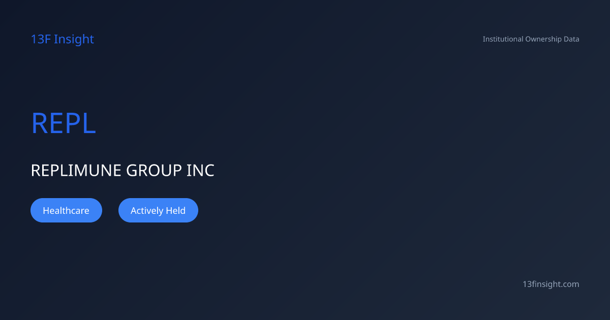 Who Owns REPL? REPLIMUNE GROUP INC Institutional Holders - 13F Insight